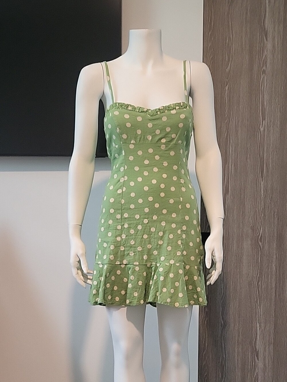 Zara Green Polka Dot Ruffle Slip Dress